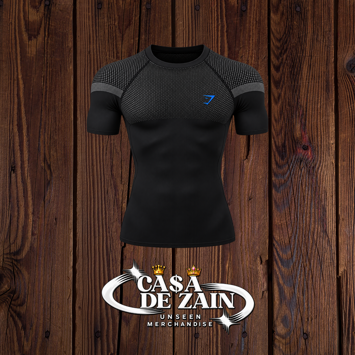 Gym Shark | Blue Net Compression Shirt