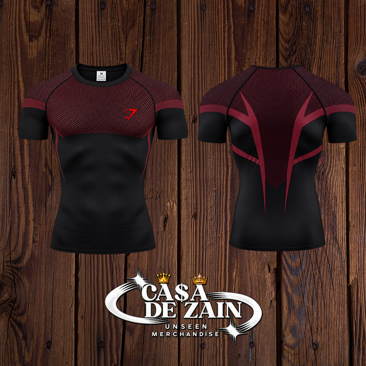 Gym Shark | Red Net Compression Shirt